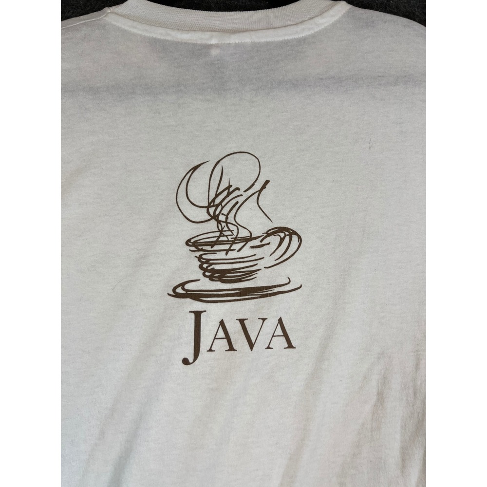 VTG 90s Sun Microsystems Java T Shirt Mens XL White Tech Promo Casual Streetwear